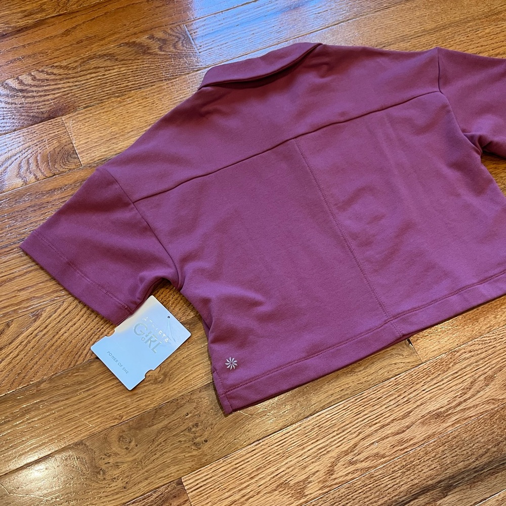 Athleta Girl - Kids Retrochill Oversized Midi Tee Pink Polo Shirt - Size M - Picture 4 of 7
